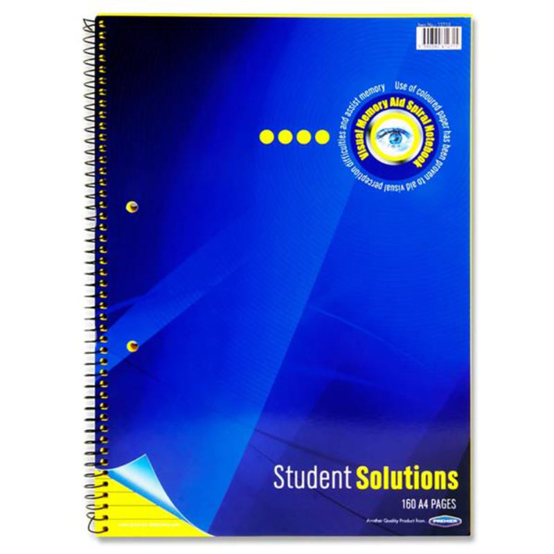 Student Solutions A4 Visual Memory Aid Spiral Notebook - 160 Pages - Lemon Yellow