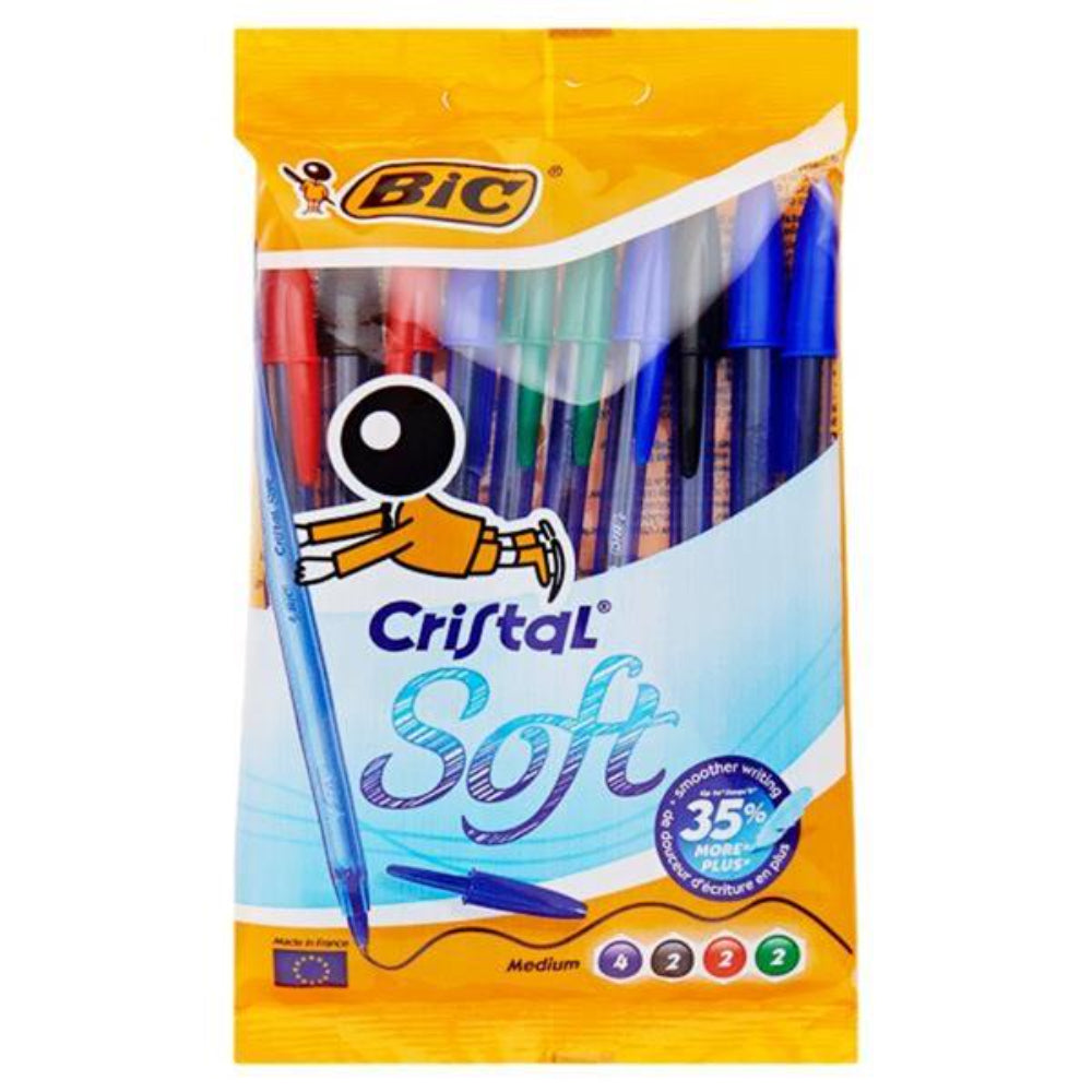 BIC Cristal Soft Touch Ballpoint Pen Pack of 10