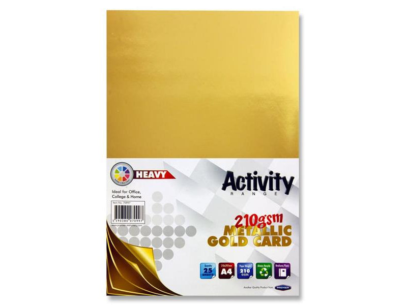 Premier Activity A4 Heavy Metallic Card - 210gsm - Gold - 25 Sheets