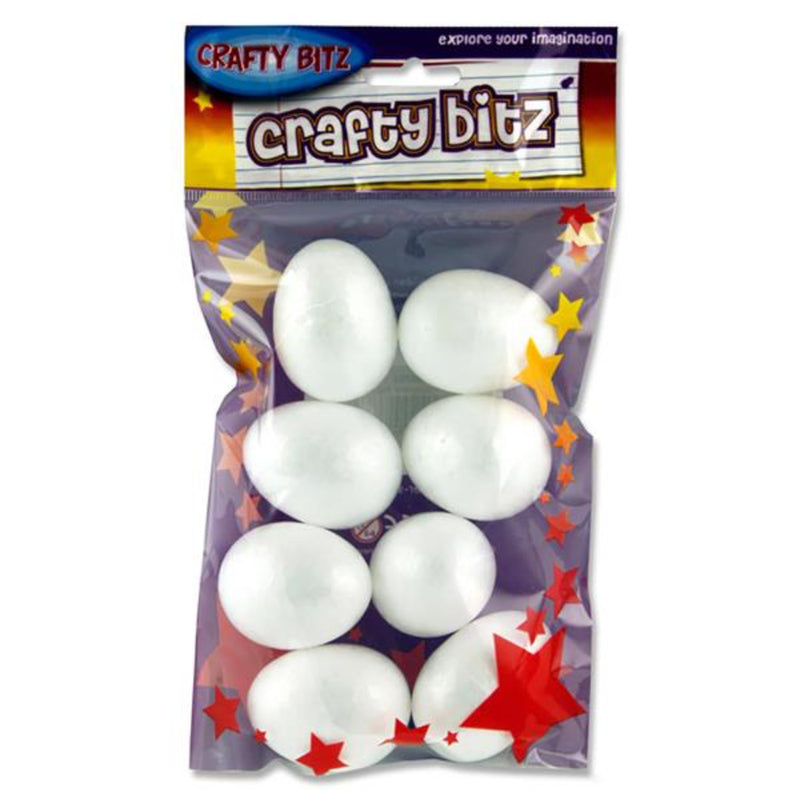 Crafty Bitz Polyestyrene Eggs - 5cm - Pack of 8