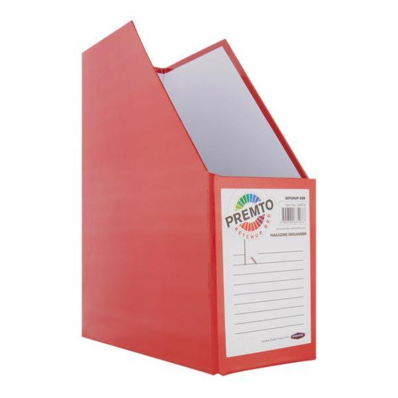 Premto Magazine Organiser - Made of Heavy Duty Cardboard - Ketchup Red