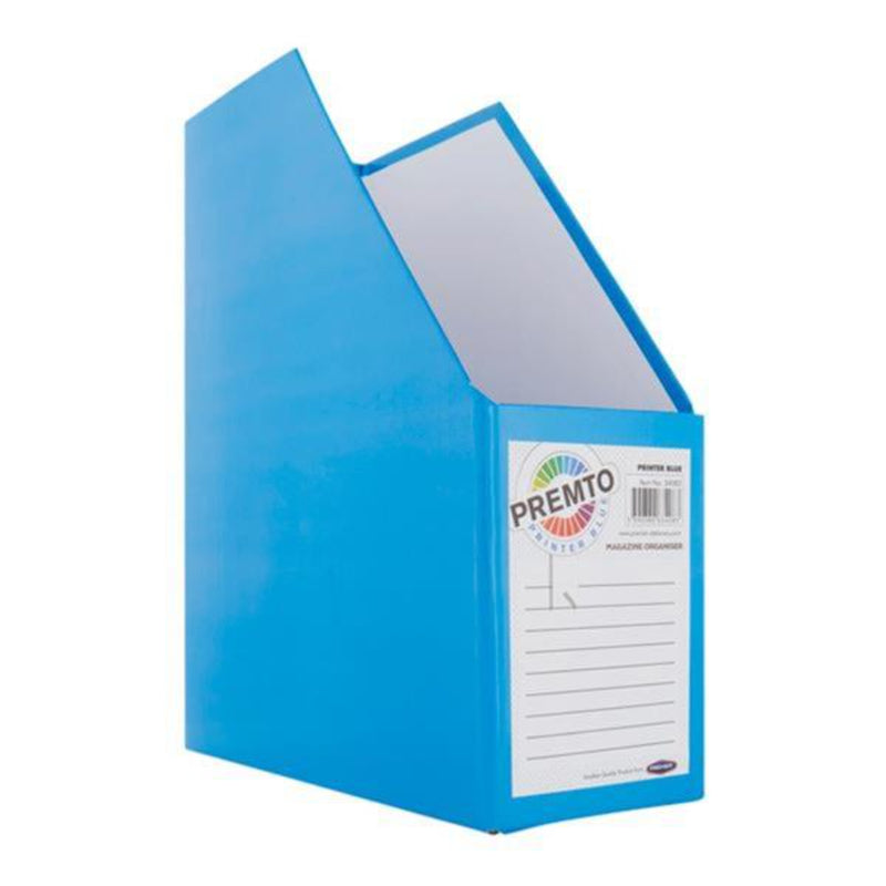 Premto Magazine Organiser - Made of Heavy Duty Cardboard - Printer Blue