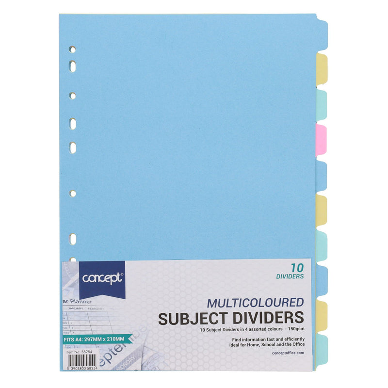 Concept Subject Dividers - 150 gsm - 10 Tabs