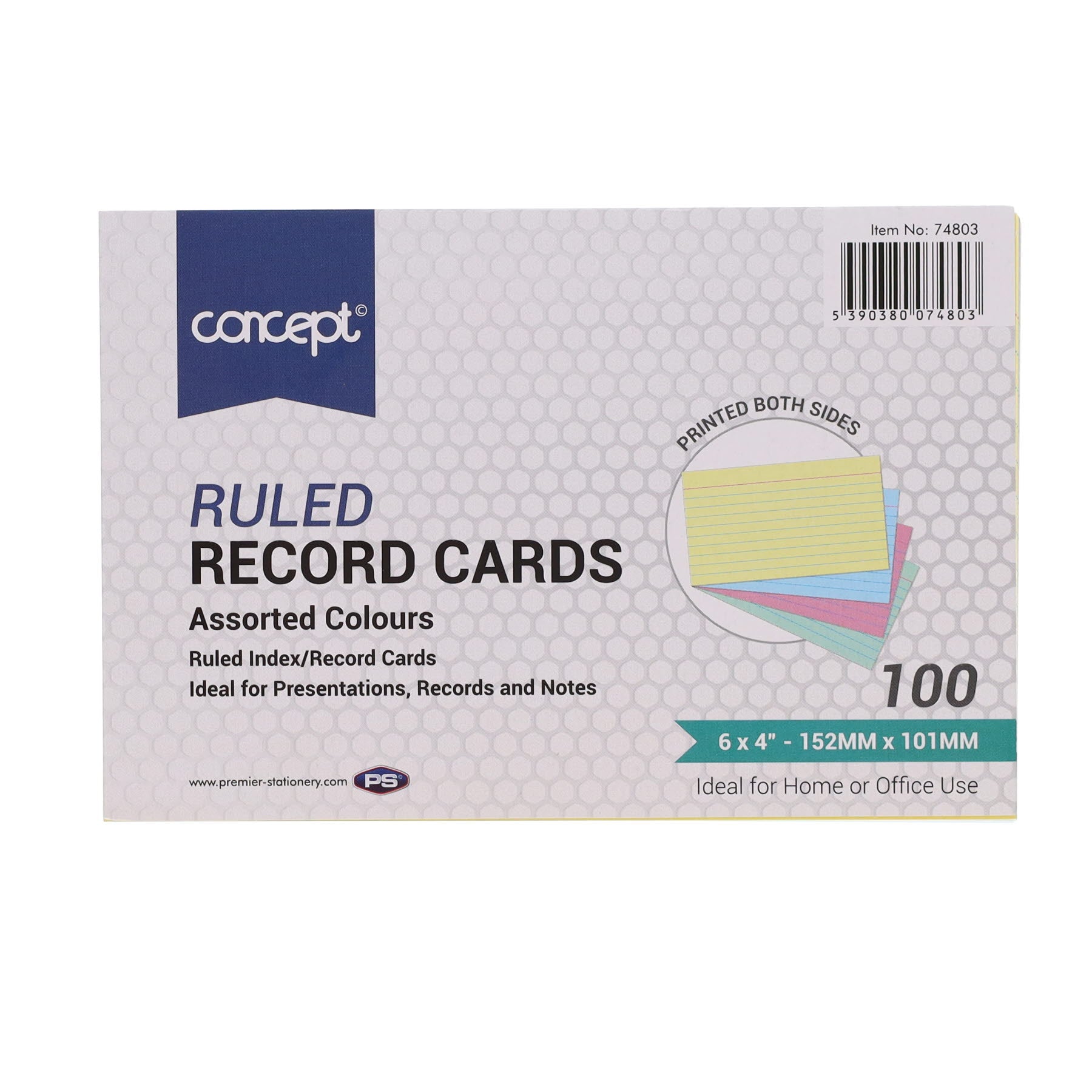 Concept 6 x 4 Ruled Record Cards - Colour - Pack of 100|Stationery ...