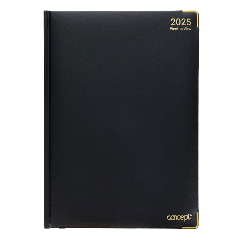 Concept 2025 A4 Week To View Diary - Black