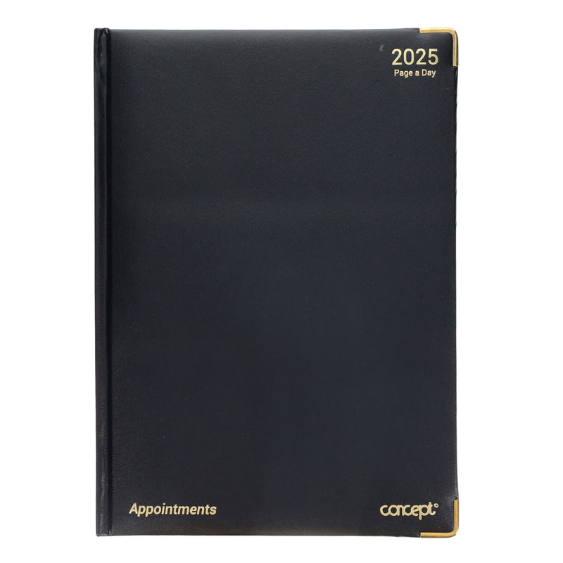 Concept 2025 A4 Page A Day Appointments Diary - Black