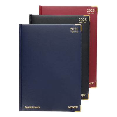 Concept 2025 A4 Page A Day Appointments Diary - Navy