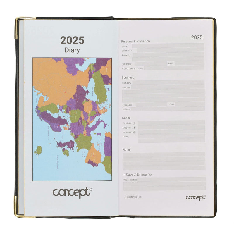 Concept 2025 Week To View Executive Slim Diary Bright - Green