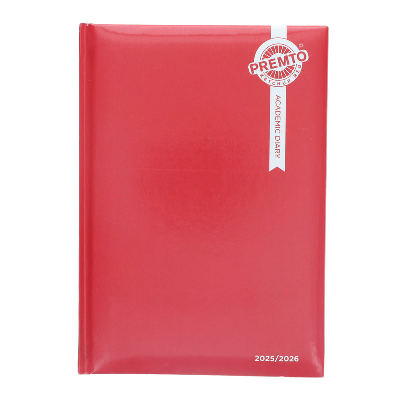 Premto A5 Week To View Academic Diary 2025-2026 - Ketchup Red