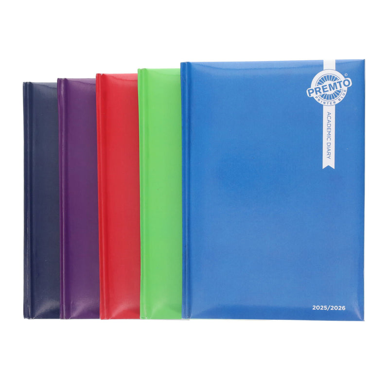 Premto A5 Week To View Academic Diary 2025-2026 - Printer Blue