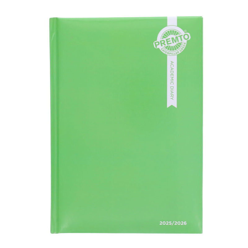 Premto A5 Page A Day Academic Diary 2025-2026 - Caterpillar Green