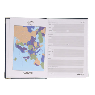 Concept 2026 A5 Diary Page A Day - Black