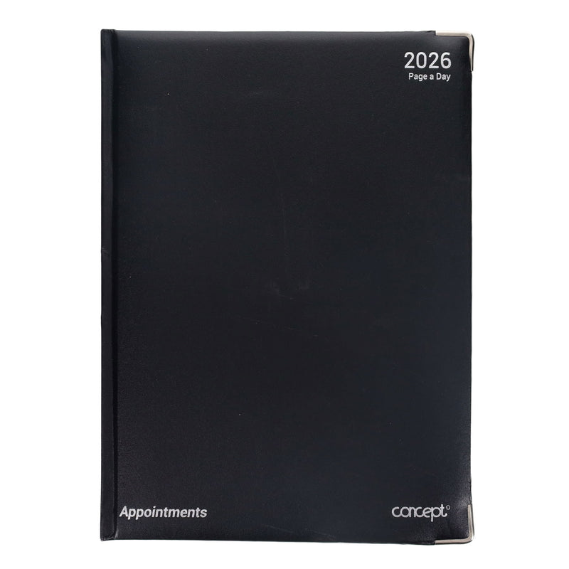 Concept 2026 A4 Page A Day Appointments Diary - Black