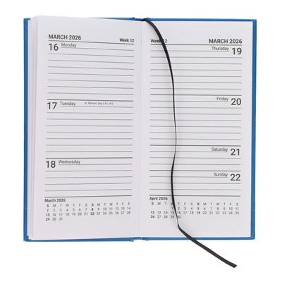 Premto 2026 Slim Pocket Week To View Diary - Admiral Blue