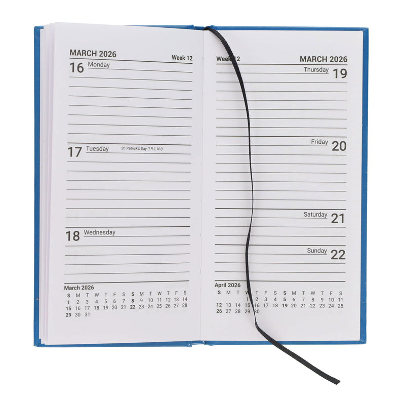 Premto 2026 Slim Pocket Week To View Diary - Admiral Blue