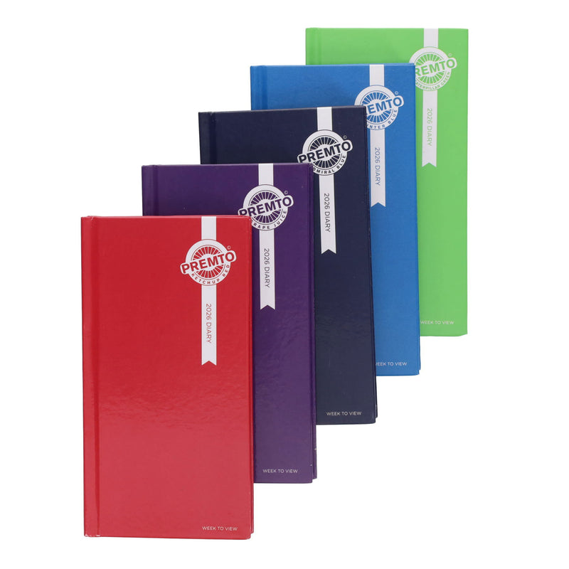 Premto 2026 Slim Pocket Week To View Diary - Admiral Blue