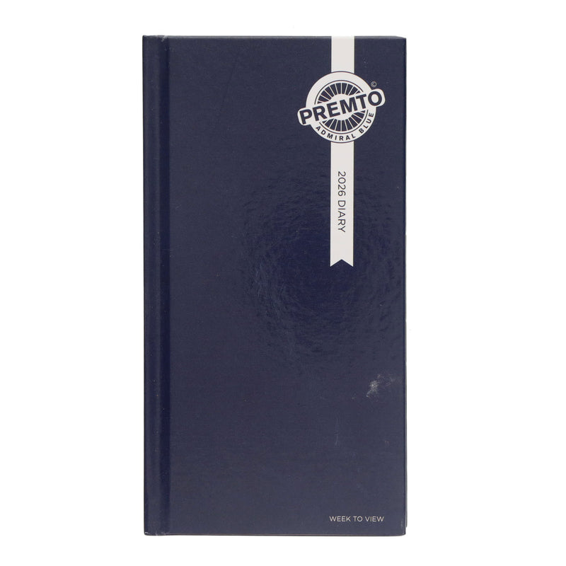 Premto 2026 Slim Pocket Week To View Diary - Admiral Blue
