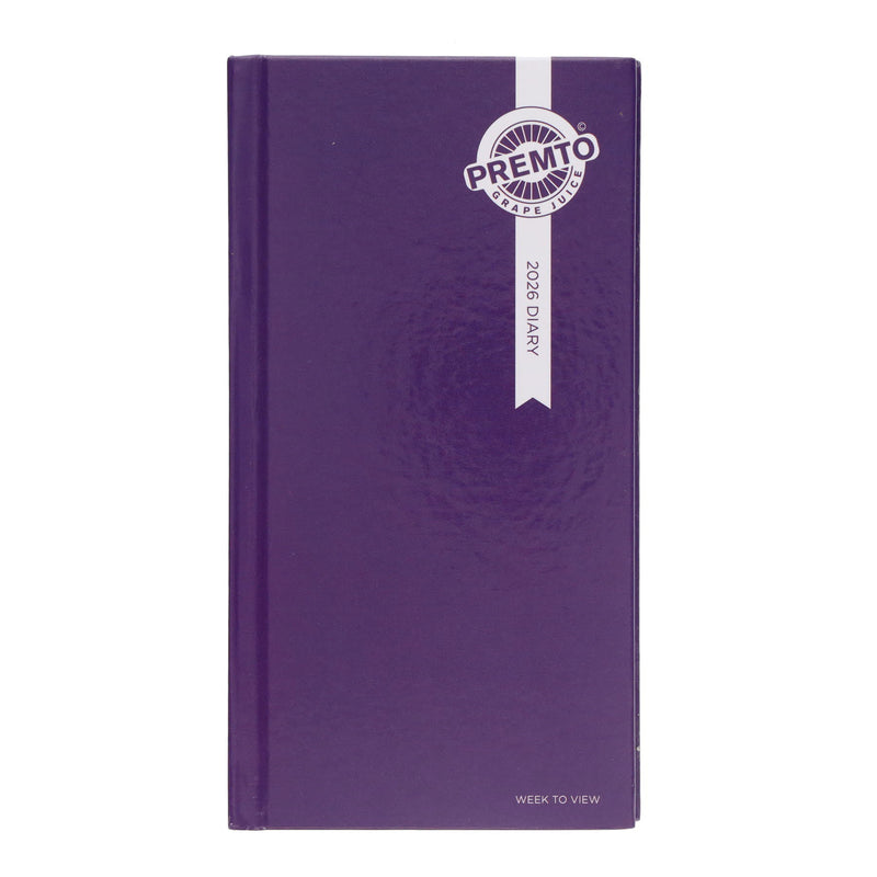 Premto 2026 Slim Pocket Week To View Diary - Grape Juice