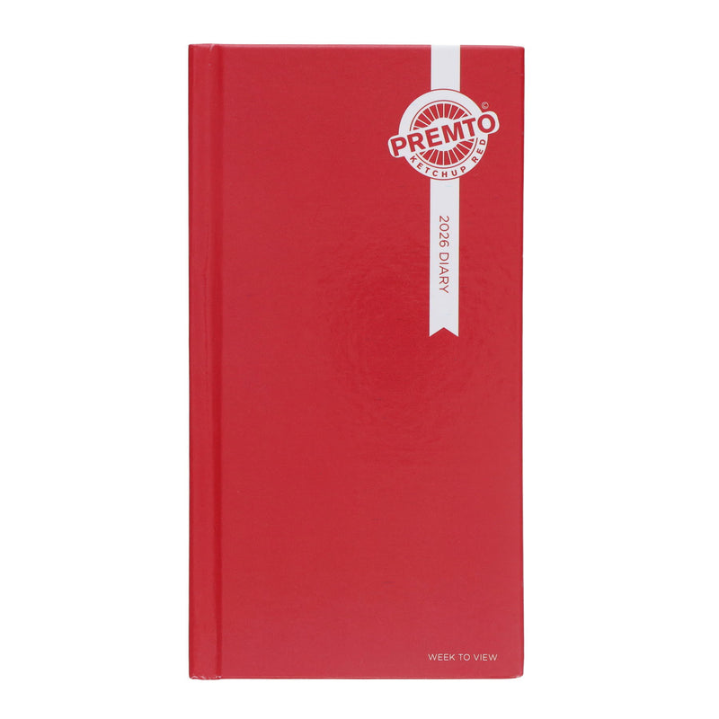 Premto 2026 Slim Pocket Week To View Diary - Ketchup Red