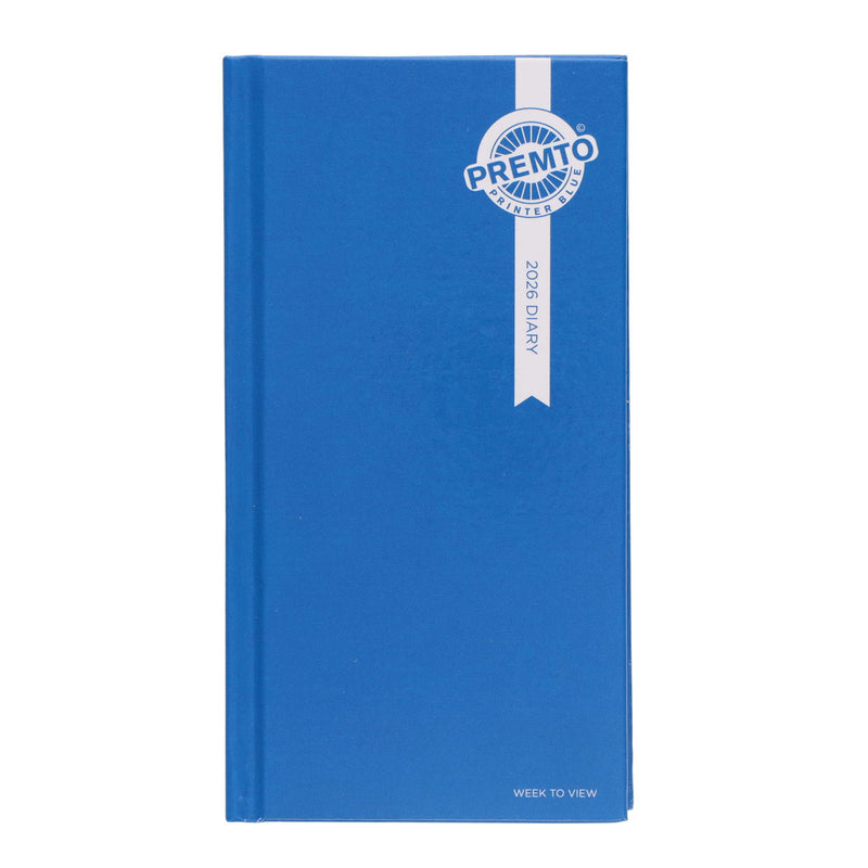 Premto 2026 Slim Pocket Week To View Diary - Printer Blue