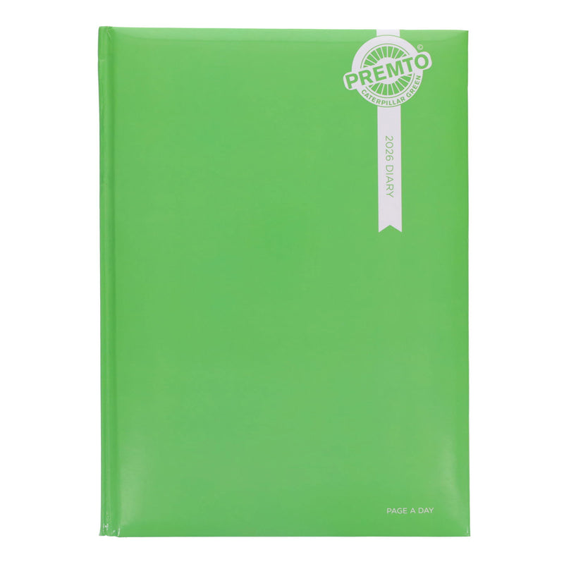 Premto 2026 A4 Page A Day Diary - Caterpillar Green