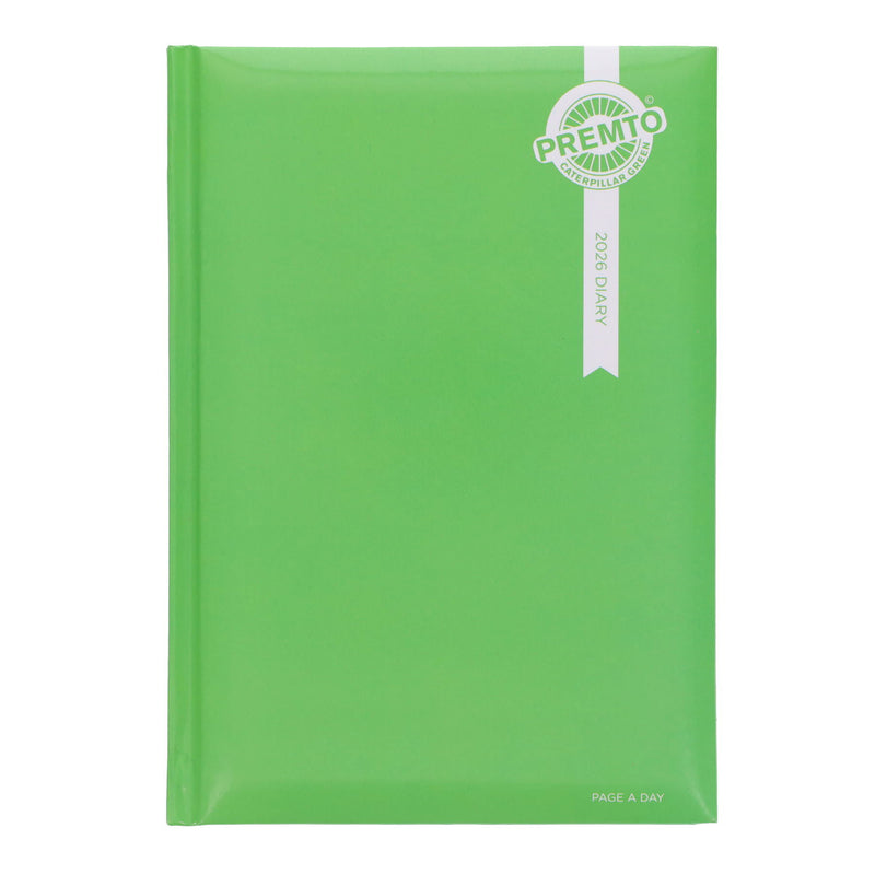 Premto 2026 A5 Page A Day Diary - Caterpillar Green