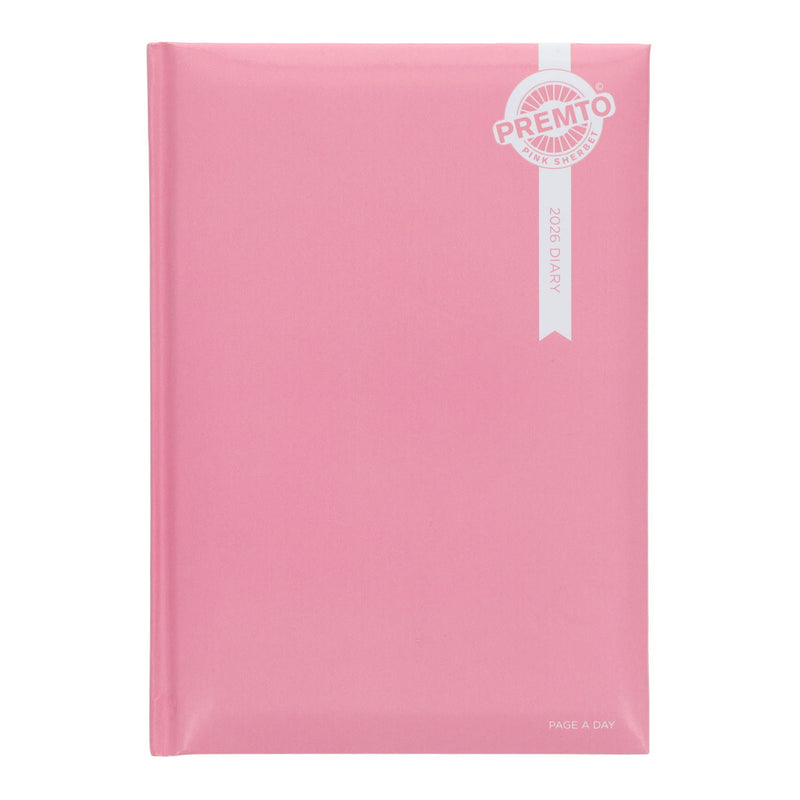 Premto Pastel 2026 A5 Page A Day Diary - Pink Sherbet