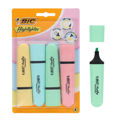 BIC Flat Highlighter - Pastel - Pack of 4