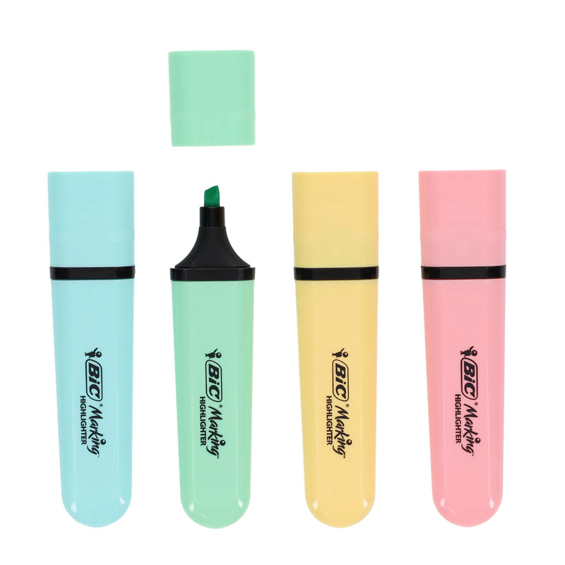 BIC Flat Highlighter - Pastel - Pack of 4