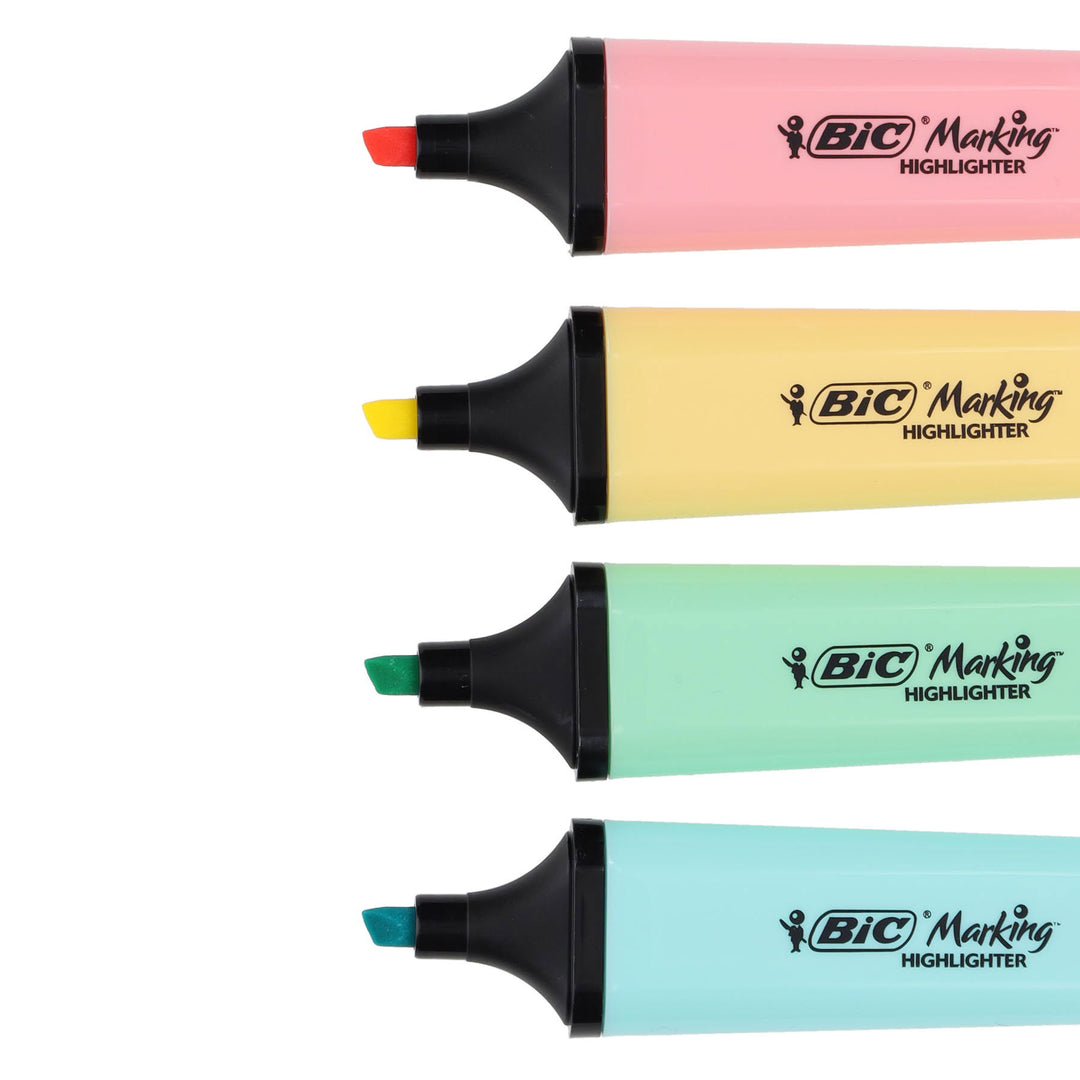 BIC - Card 4 Highlighter Grip Highlighters - Pastel