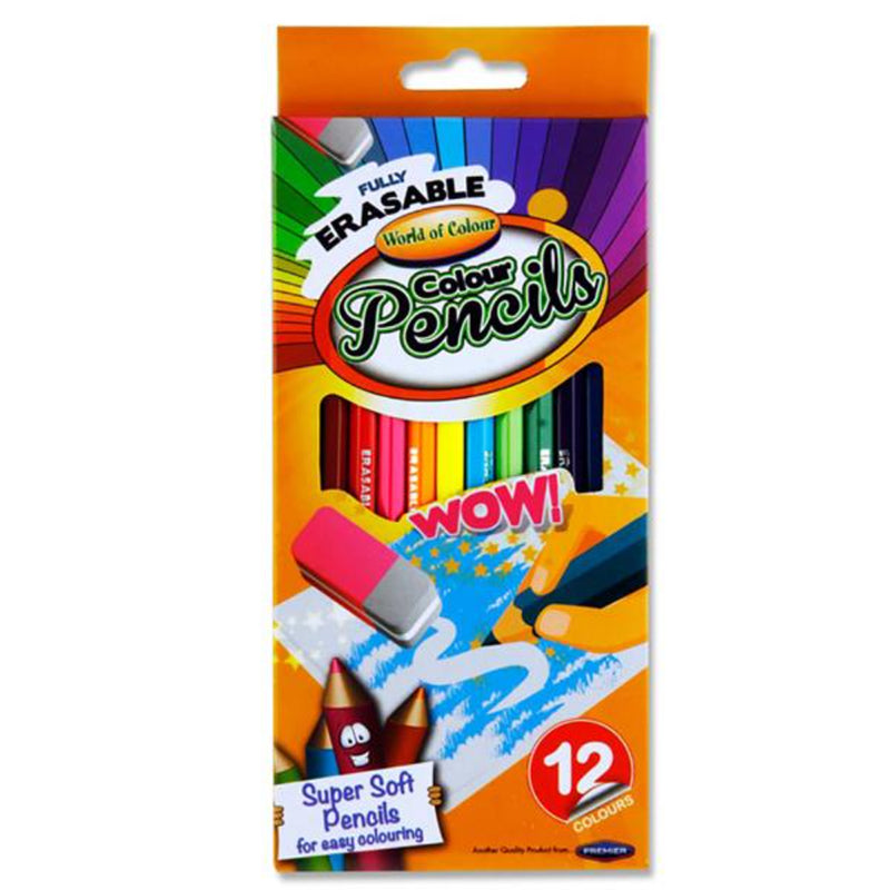 World of Colour Box of 12 Fully Erasable Colouring Pencils