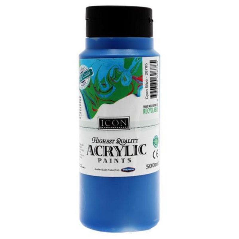 Icon Highest Quality Acrylic Paint - 500ml - Cyan