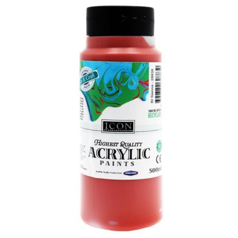 Icon Highest Quality Acrylic Paint - 500ml - Burnt Sienna