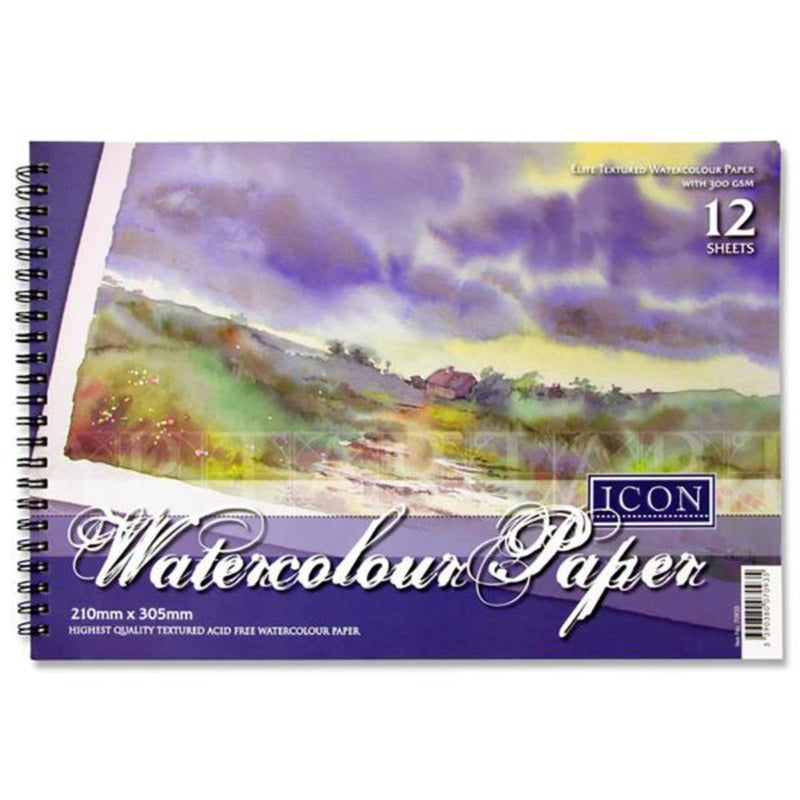 Icon A4 Wiro Watercolour Pad - 300gsm - 12 Sheets