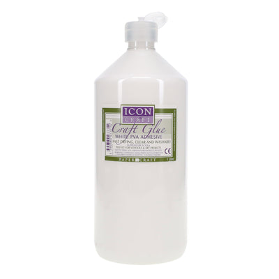 Icon PVA Craft Glue - Fast Drying, Clear & Washable - 1 Litre Bottle