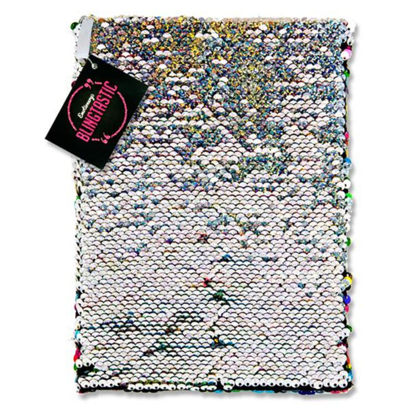 Emotionery Blingtastic A5 Reversible Sequin Notebook - Silver & Rainbow - 160 Pages