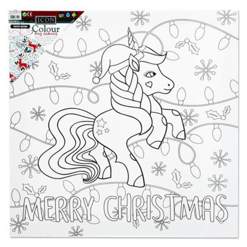 Icon Colour My Canvas - Festive Edition - 300mm x 300mm - Christmas Unicorn