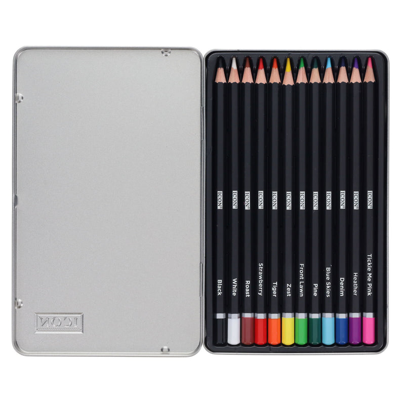 Icon Tin Colouring Pencils - Fauna - Box of 12