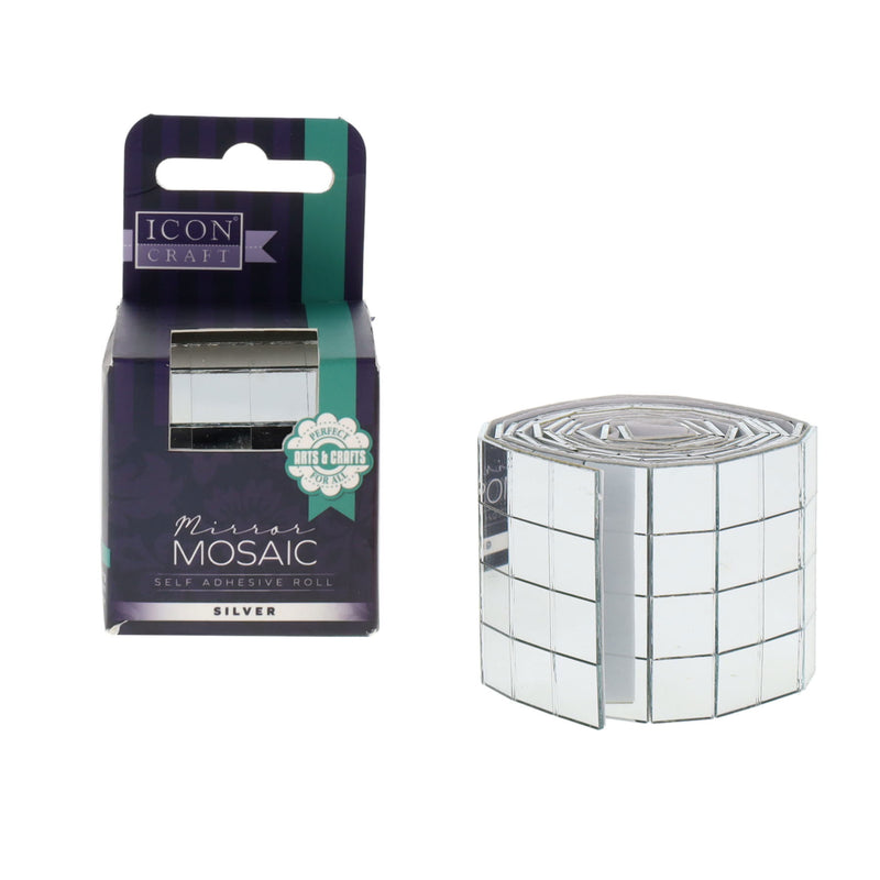 Icon Craft Mirror Mosaic Self Adhesive Roll - Silver - 10mm