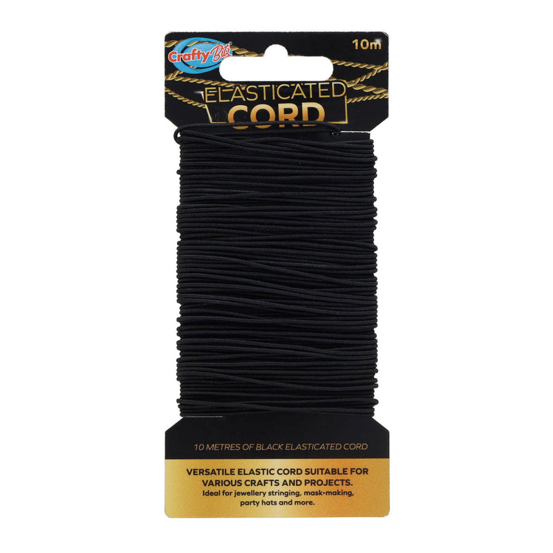 Crafty Bitz Elasticated Cord - Black - 10M