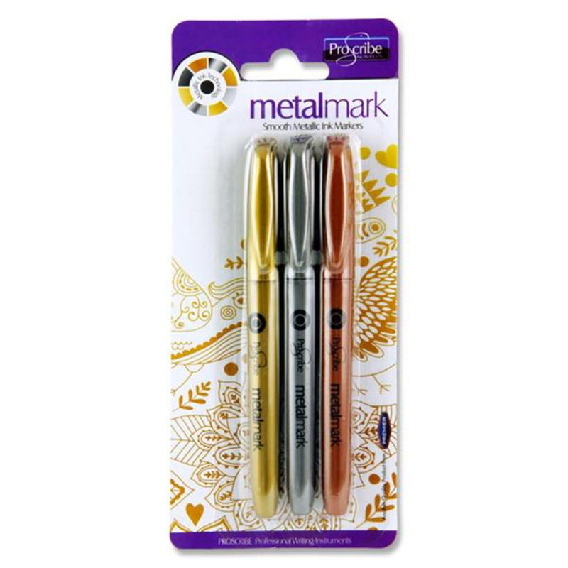 Pro:Scribe MetalMark Metallic Markers - Gold, Silber, Bronze - Pack of 3