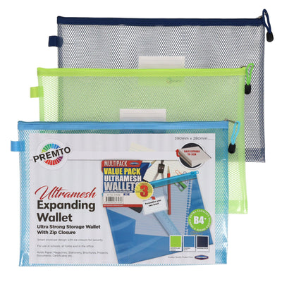 Premto Multipack | B4+ Ultramesh Expanding Wallet with Zip - Pack of 3