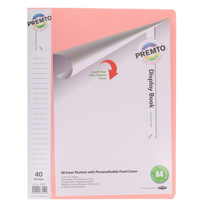 Premto Pastel A4 40 Pocket Display Book - Pink Sherbet