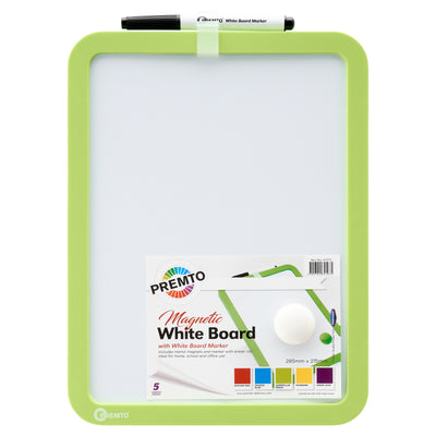 Premto Magnetic White Board With Dry Wipe Marker - Caterpillar Green - 285x215mm