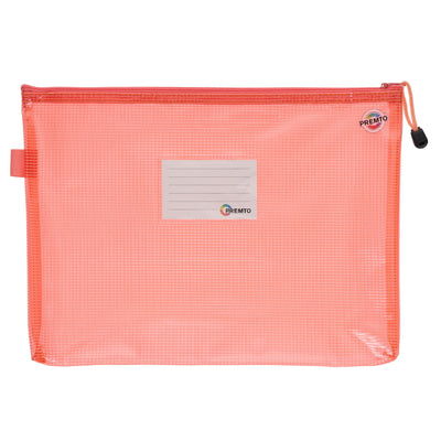 Premto A4+ Extra Durable Expanding Mesh Wallet with Zip - Pink Sherbet