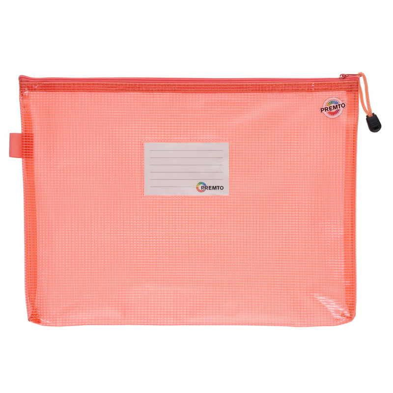 Premto A4+ Extra Durable Expanding Mesh Wallet with Zip - Pink Sherbet