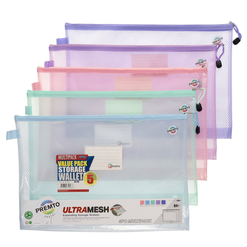Premto Pastel Multipack|B4+ Ultramesh Expanding Wallet - Pack of 5