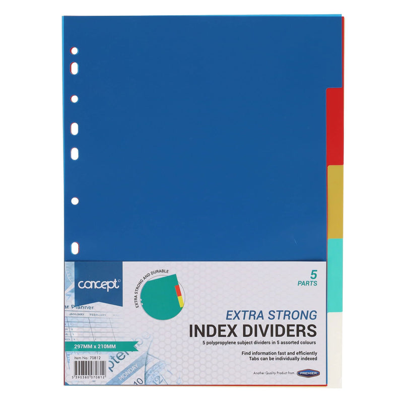 Concept Extra Strong Plastic Subject Dividers - 5 Dividers