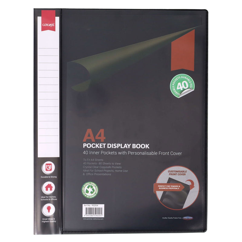 Concept A4 Display Book - Black - 40 Pocket