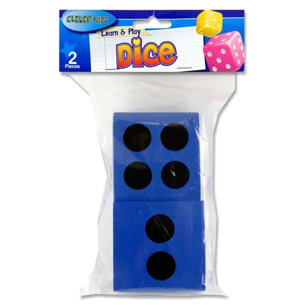 Clever Kidz Learn & Play Giant Dice - Blue - Pack of 2